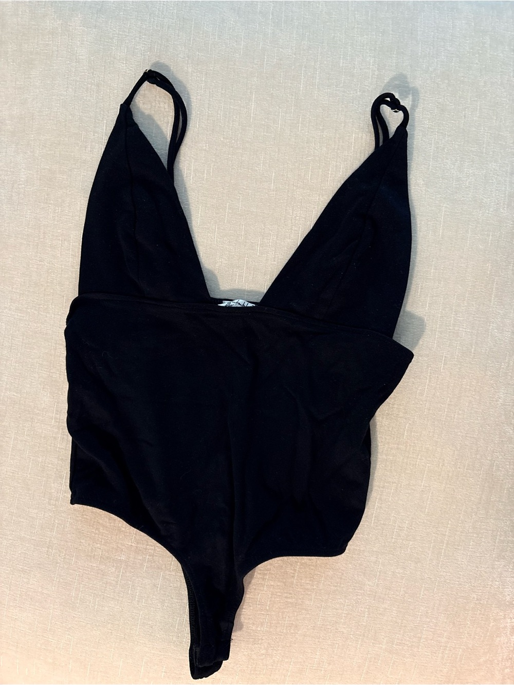 Free People Black Sleeveless V-Neck Thong Bodysuit